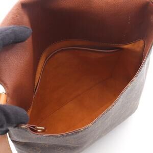 Louis Vuitton Shoulder Monogram Brown Canvas Bag Leather Musette